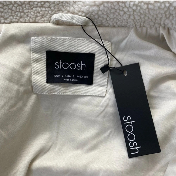 NWT Womens Stoosh Denim Faux Fur Sherpa Trucker Jacket
Cream shearling small - Picture 5 of 12
